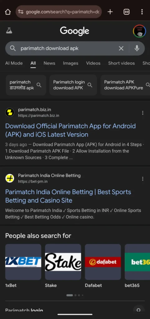 Parimatch APK Google Search