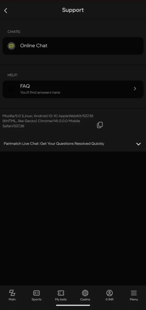 Parimatch Gambling Chat Tech Support 