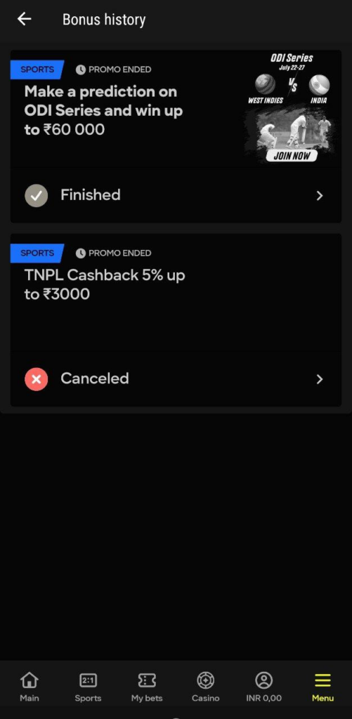 Paimatch Bonus History