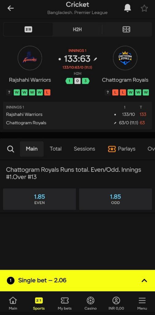 Cricket Live Betting Parimatch