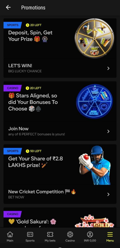 Parimatch bonuses and promotions