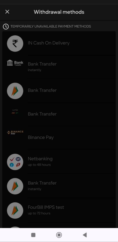 Parimatch Withdrawals