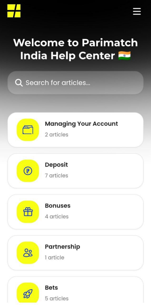 Parimatch Help Center