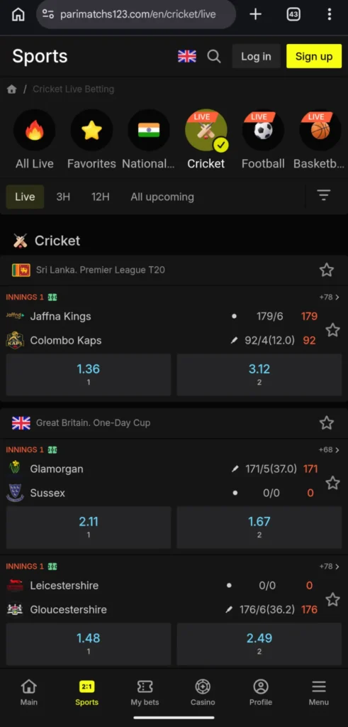 Parimatch Sports Betting options